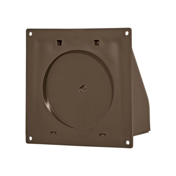 Brown Plastic Wall Exhaust Hood Dryer Vent - Spring Damper - Removable Screen - Flat Flange - Flush Mount - Back