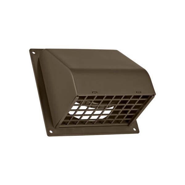 Brown Plastic Wall Exhaust Hood Dryer Vent - Spring Damper - Removable Screen - Flat Flange - Flush Mount - Opened