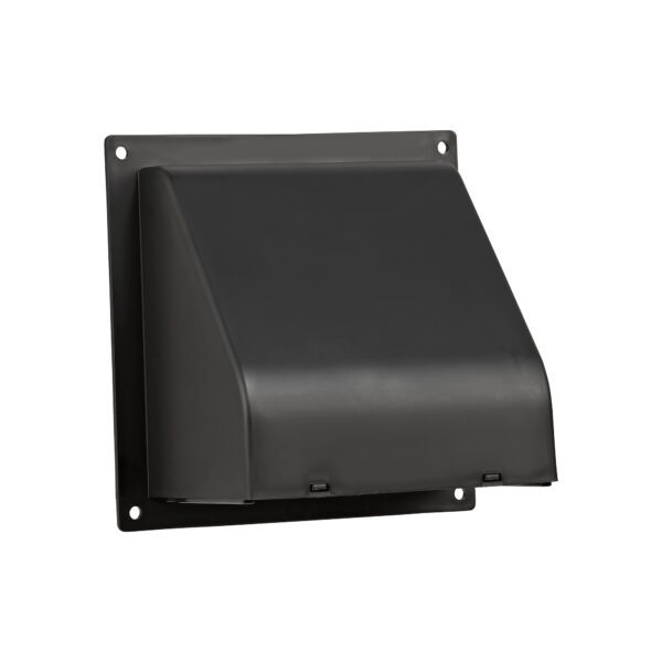 Black Plastic Wall Exhaust Hood Dryer Vent - Damper - Removable Screen - Flat Flange - Flush Mount - Front