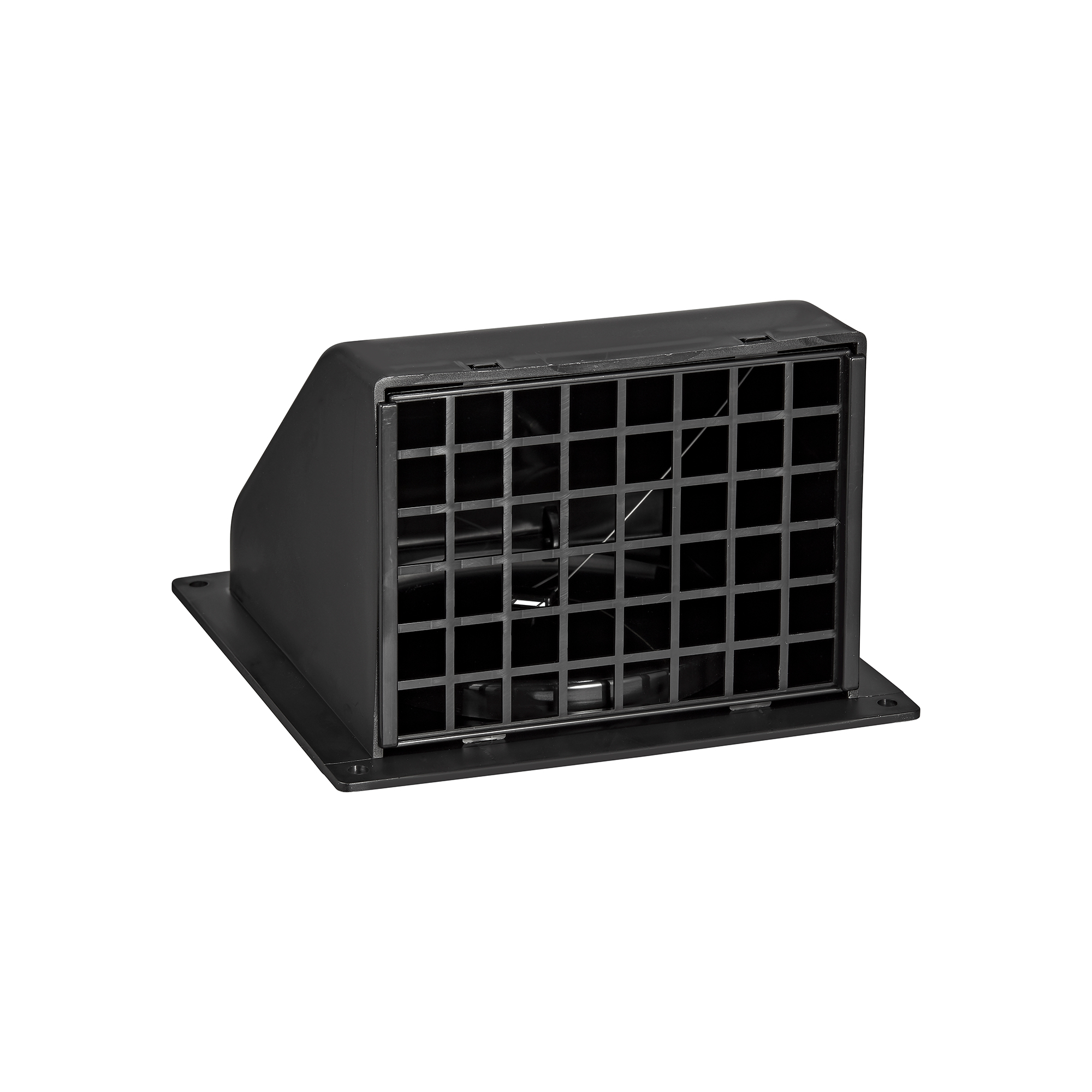 Black Plastic Wall Exhaust Hood Dryer Vent - Spring Damper - Removable Screen - Flat Flange - Flush Mount - Front