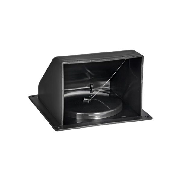 Black Plastic Wall Exhaust Hood Dryer Vent - Spring Damper - Flat Flange - Flush Mount - Front
