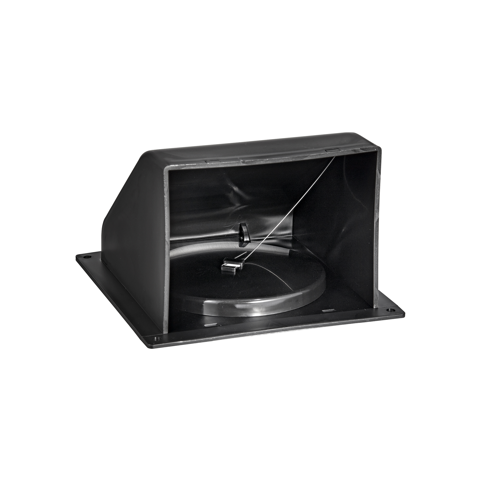 1471BLNS-FF-NC-SPG-02 Black Plastic Wall Exhaust Hood Dryer Vent - Spring Damper - Flat Flange - Flush Mount - Front