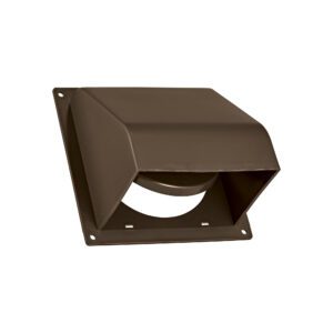 Brown Plastic Wall Exhaust Hood Dryer Vent - Spring Damper - Flat Flange - Flush Mount - Opened