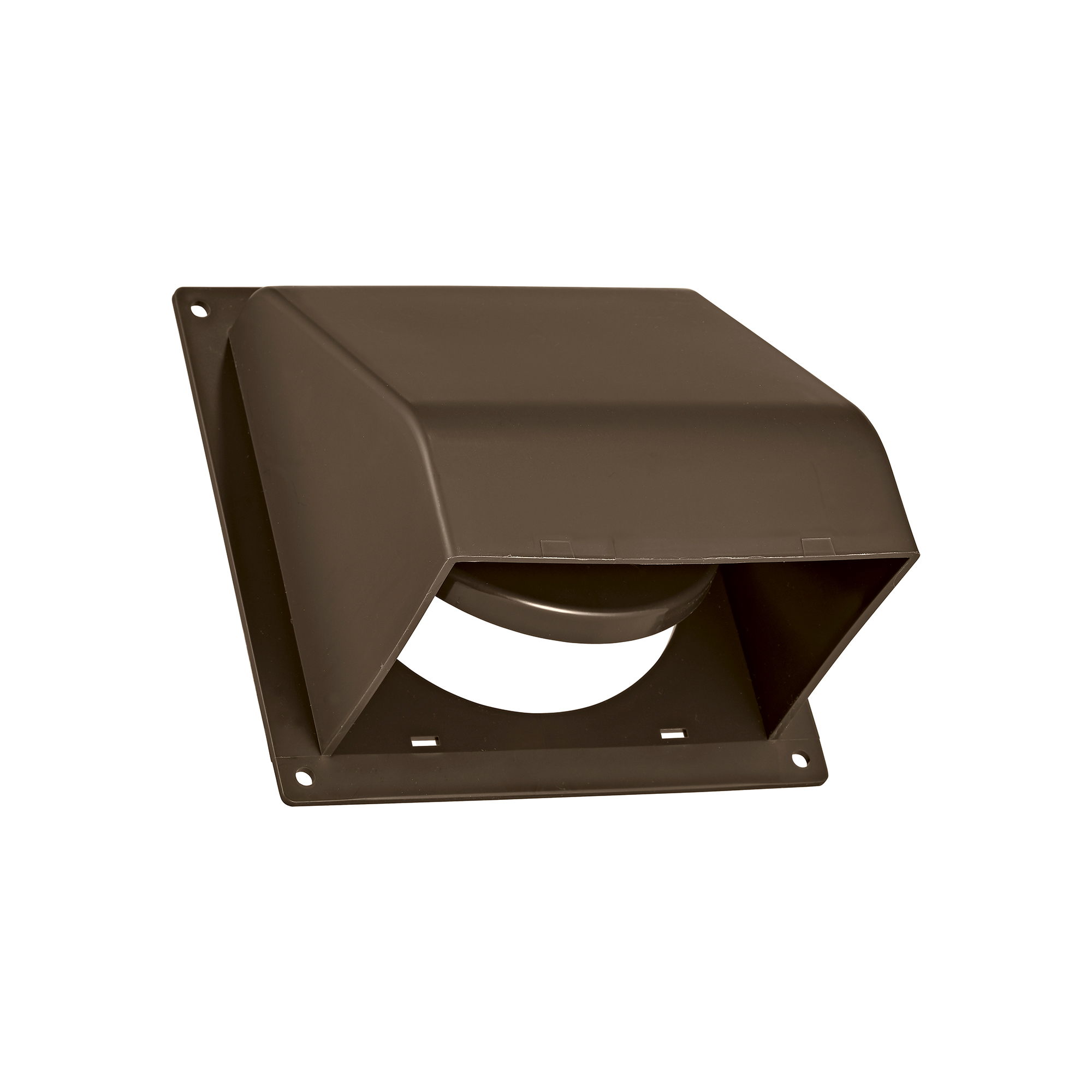 Brown Plastic Wall Exhaust Hood Dryer Vent - Spring Damper - Flat Flange - Flush Mount - Opened