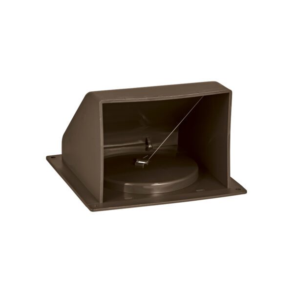Brown Plastic Wall Exhaust Hood Dryer Vent - Spring Damper - Flat Flange - Flush Mount - Front