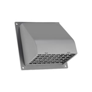 Gray Plastic Wall Exhaust Hood Dryer Vent - Damper - Removable Screen - Flat Flange - Flush Mount - Closed