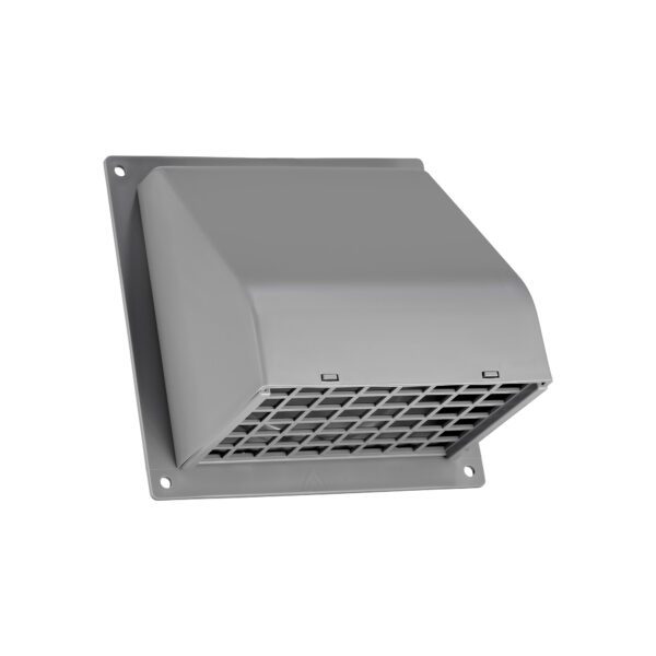 Gray Plastic Wall Exhaust Hood Dryer Vent - Damper - Removable Screen - Flat Flange - Flush Mount - Closed