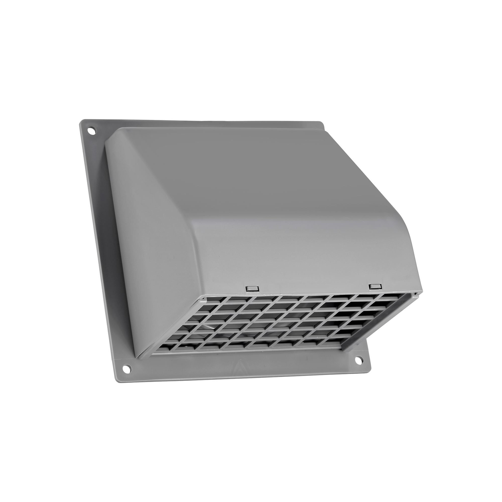 Gray Plastic Wall Exhaust Hood Dryer Vent - Damper - Removable Screen - Flat Flange - Flush Mount - Closed
