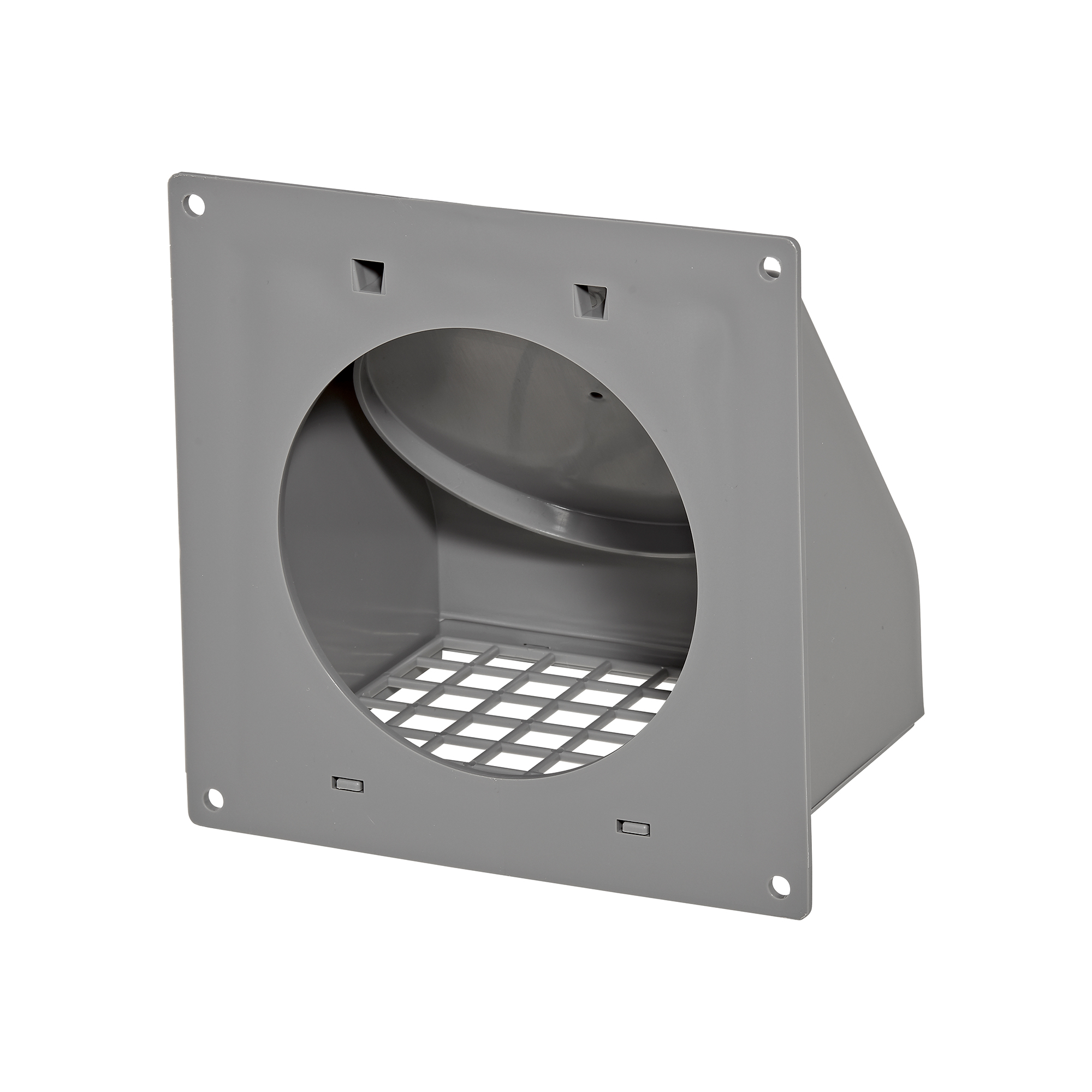 1471G-FF-NC-06 Gray Plastic Wall Exhaust Hood Dryer Vent - Damper - Removable Screen - Flat Flange - Flush Mount - Back Opened