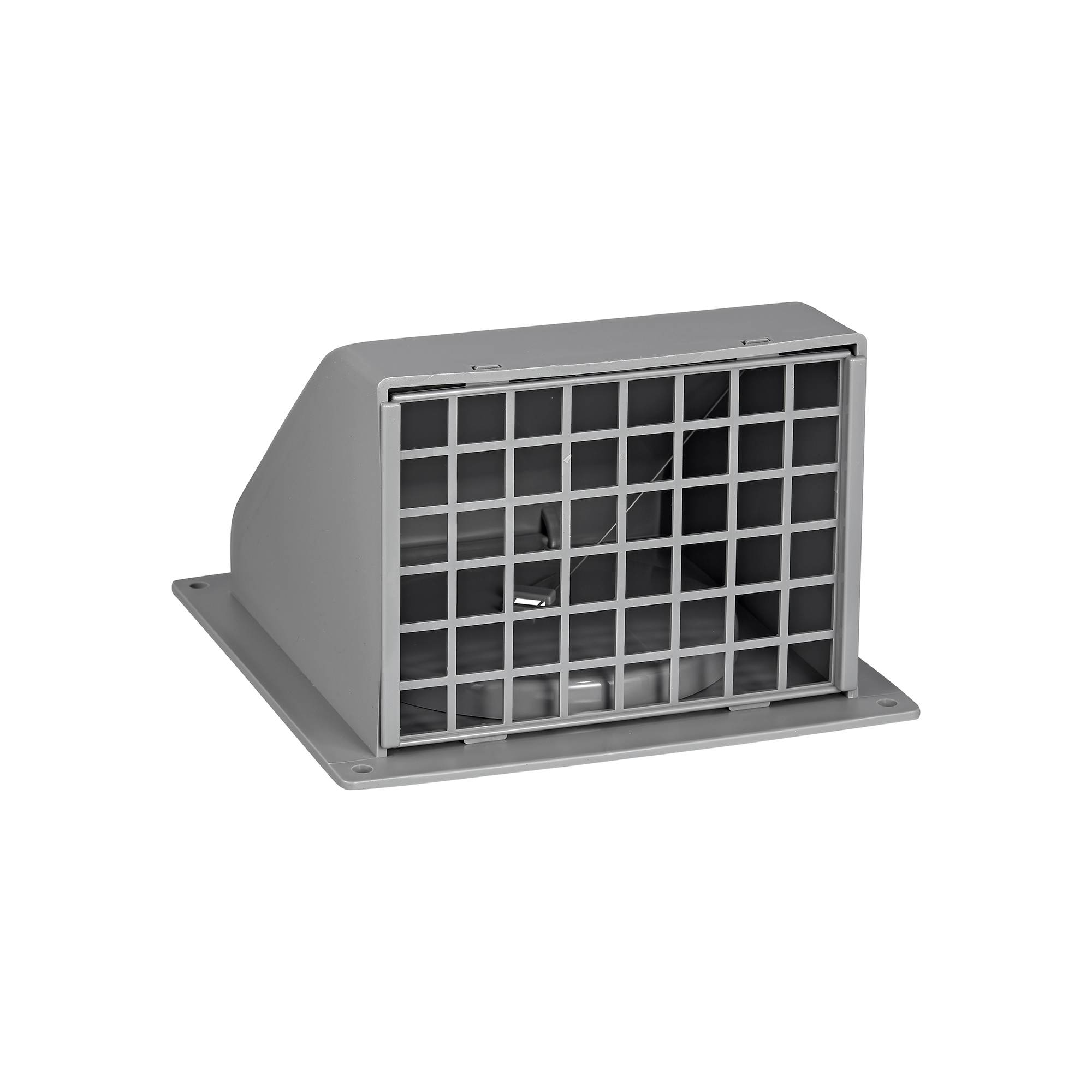 Gray Plastic Wall Exhaust Hood Dryer Vent - Spring Damper - Removable Screen - Flat Flange - Flush Mount - Front