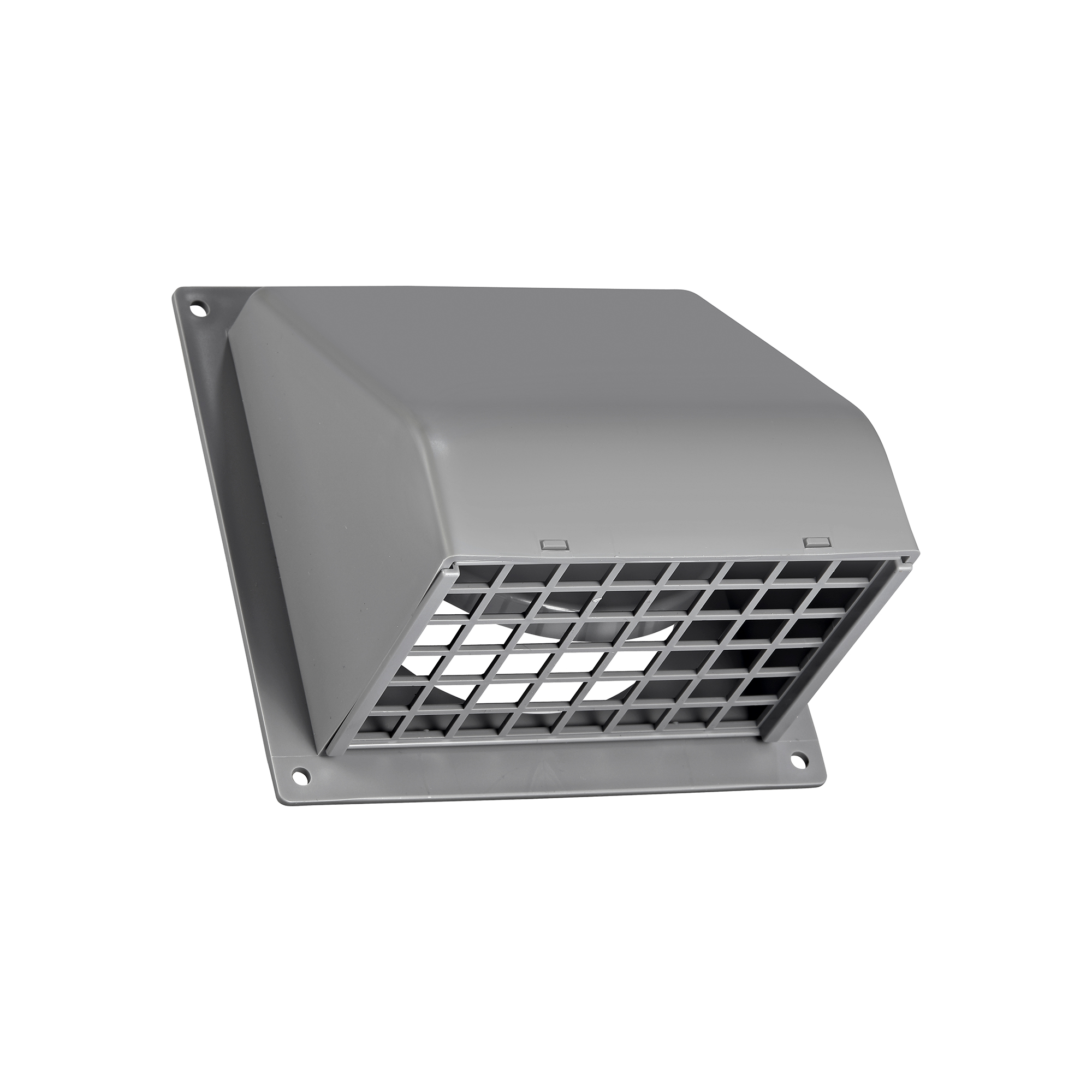 1471G-FF-NC-SPG-02 Gray Plastic Wall Exhaust Hood Dryer Vent - Spring Damper - Removable Screen - Flat Flange - Flush Mount - Opened