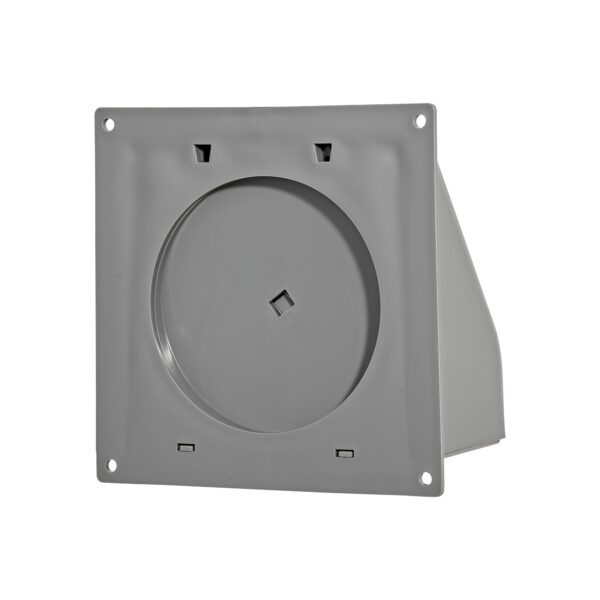 Gray Plastic Wall Exhaust Hood Dryer Vent - Spring Damper - Removable Screen - Flat Flange - Flush Mount - Back