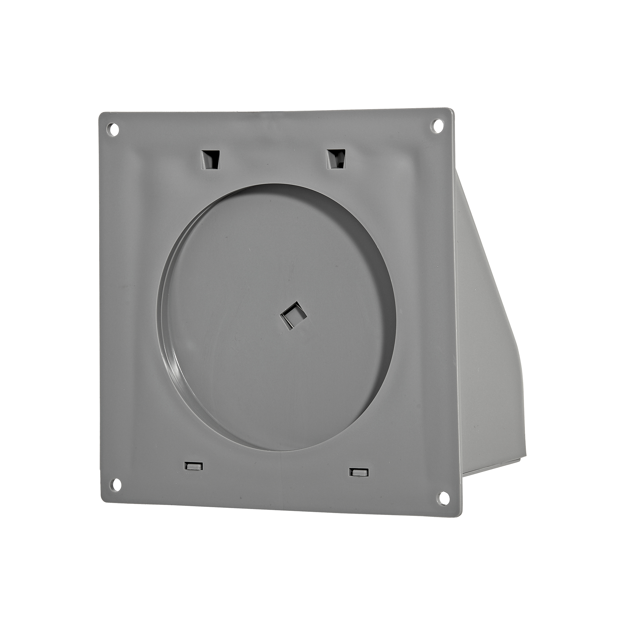 1471G-FF-NC-SPG-03 Gray Plastic Wall Exhaust Hood Dryer Vent - Spring Damper - Removable Screen - Flat Flange - Flush Mount - Back