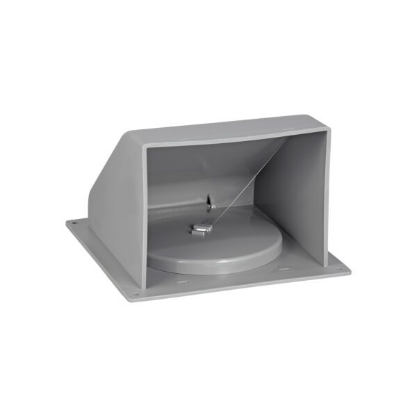 Gray Plastic Wall Exhaust Hood Dryer Vent - Spring Damper - Flat Flange - Flush Mount - Front