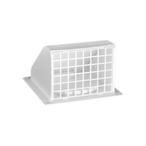 White Plastic Wall Exhaust Hood Dryer Vent - Spring Damper - Removable Screen - Flat Flange - Flush Mount - Front