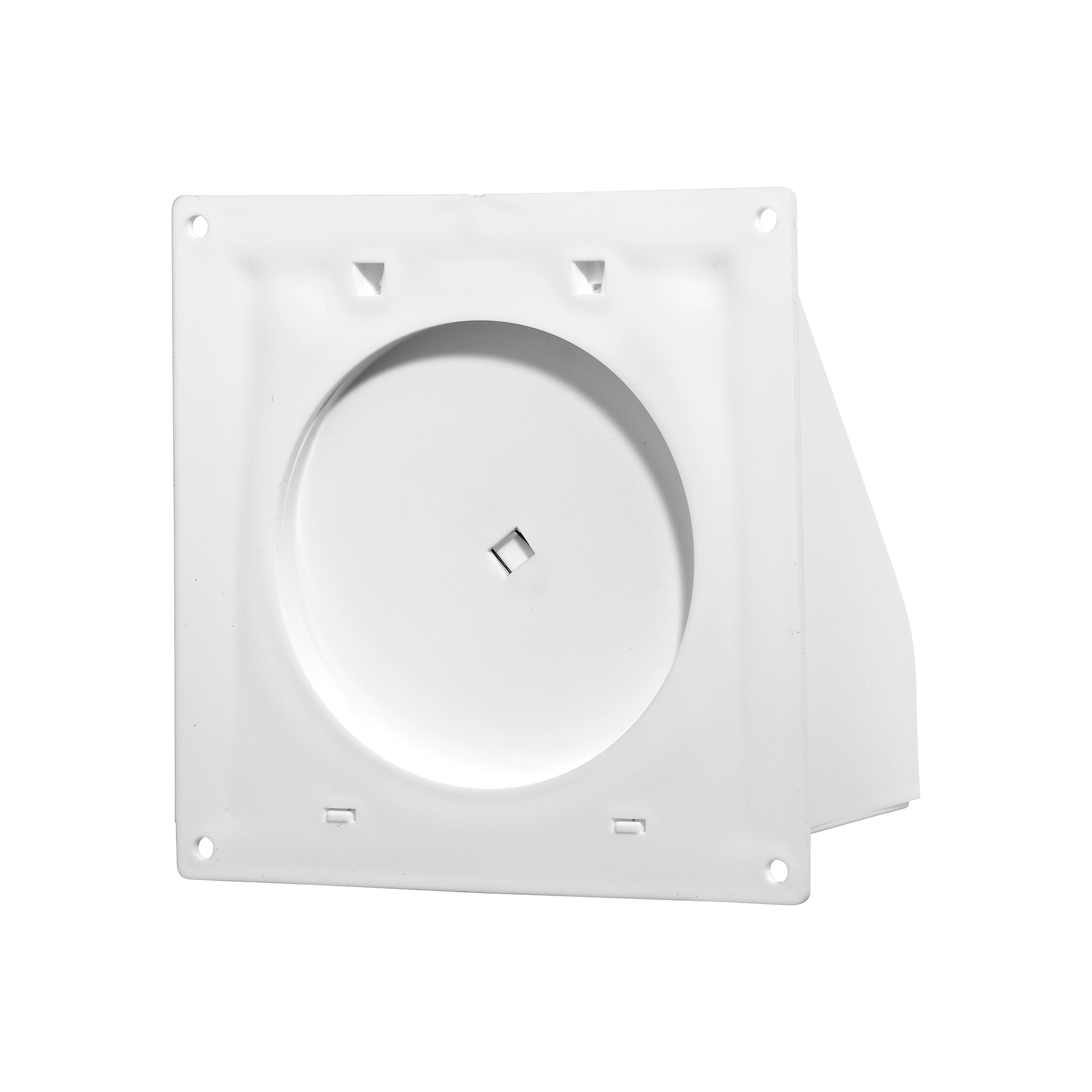 1471W-FF-NC-SPG-03 White Plastic Wall Exhaust Hood Dryer Vent - Spring Damper - Removable Screen - Flat Flange - Flush Mount - Closed