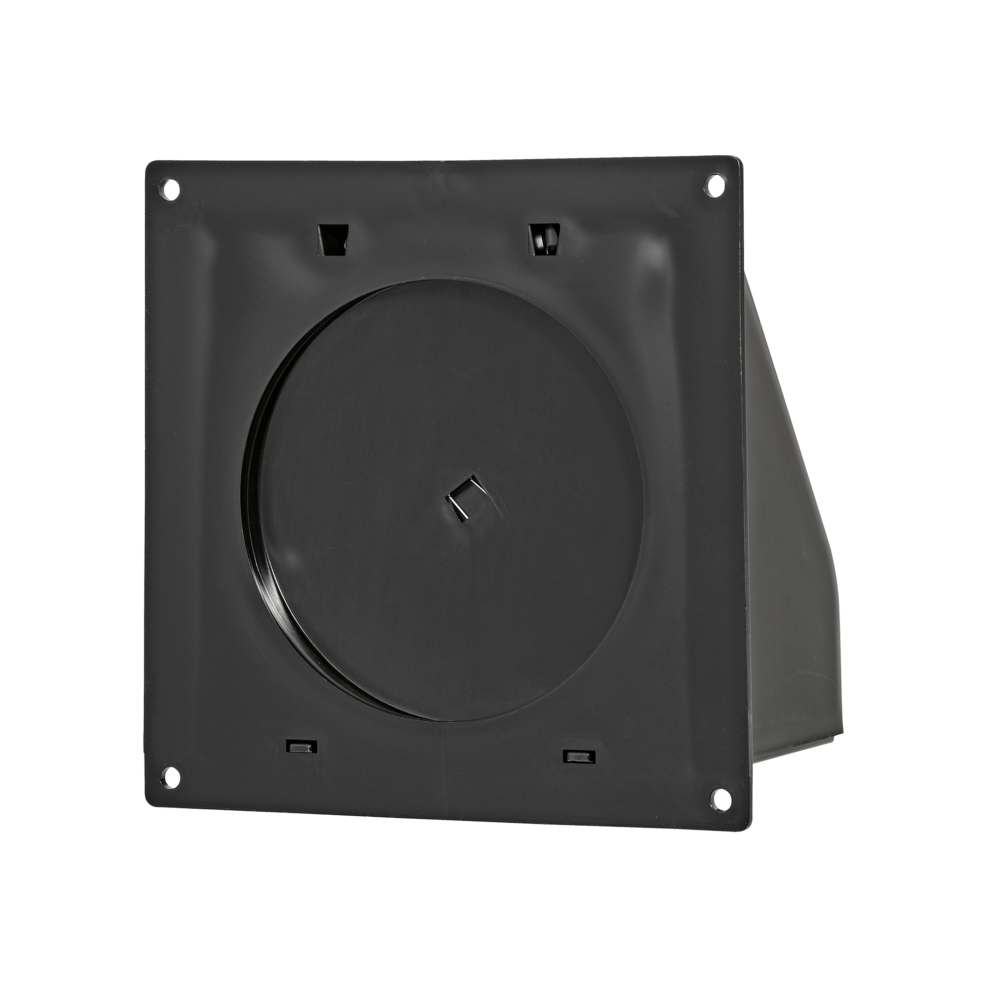 147BL-FF-NC-SPG-03 Black Plastic Wall Exhaust Hood Dryer Vent - Spring Damper - Removable Screen - Flat Flange - Flush Mount - Back