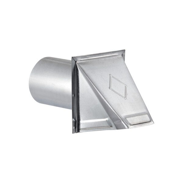 Galvanized Steel Fresh Air Intake Vent (No Damper) 1/4 inch Wire Mesh Screen - 6 inch Pipe - Angle