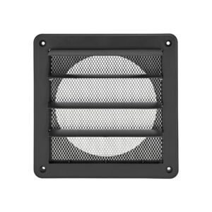 Black Plastic Wall Exhaust Vent (Louvered) - Metal Bug Screen - Flush Mount - Opened