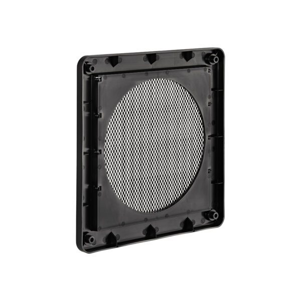 Black Plastic Wall Exhaust Vent (Louvered) - Metal Bug Screen - Flush Mount - Back