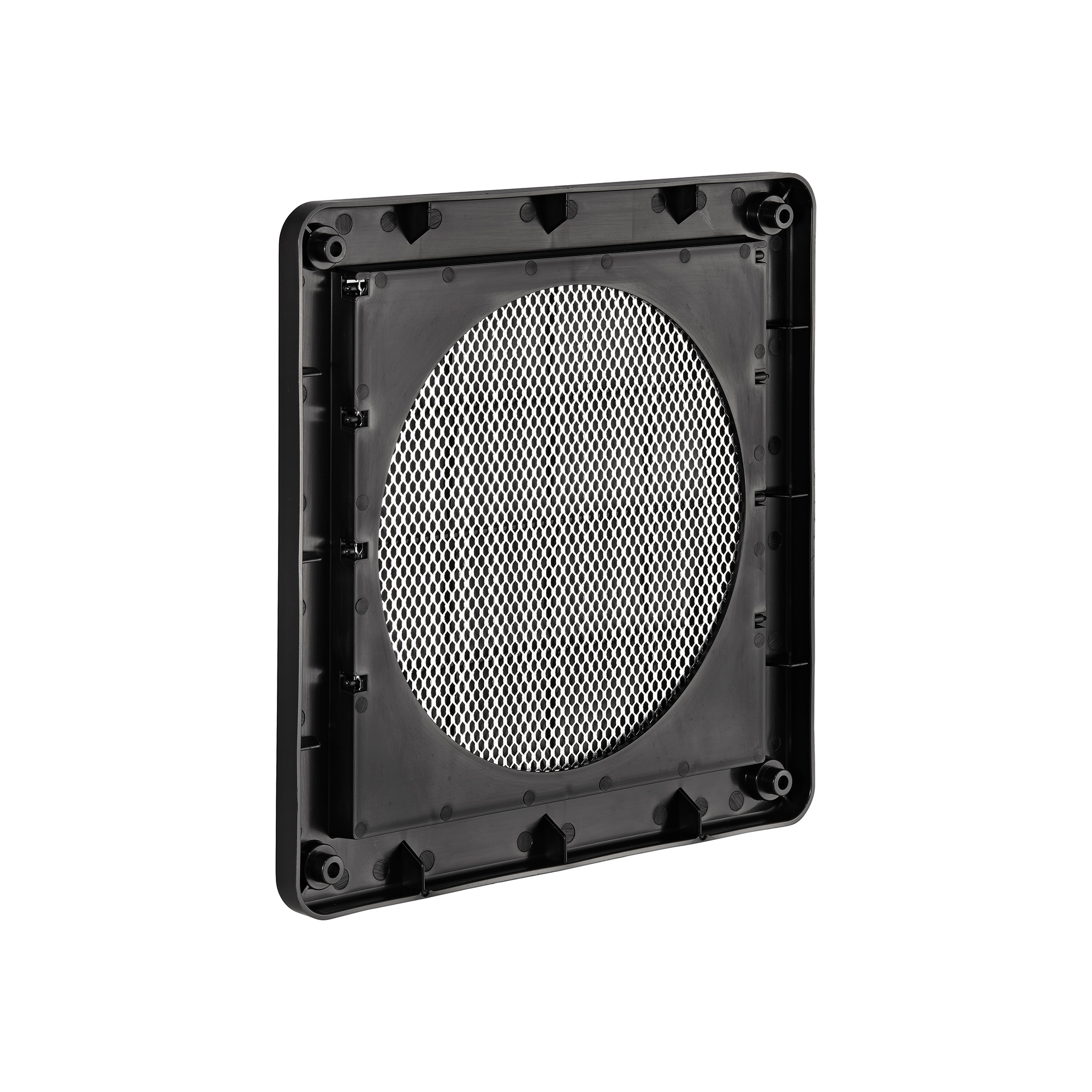 Black Plastic Wall Exhaust Vent (Louvered) - Metal Bug Screen - Flush Mount - Back