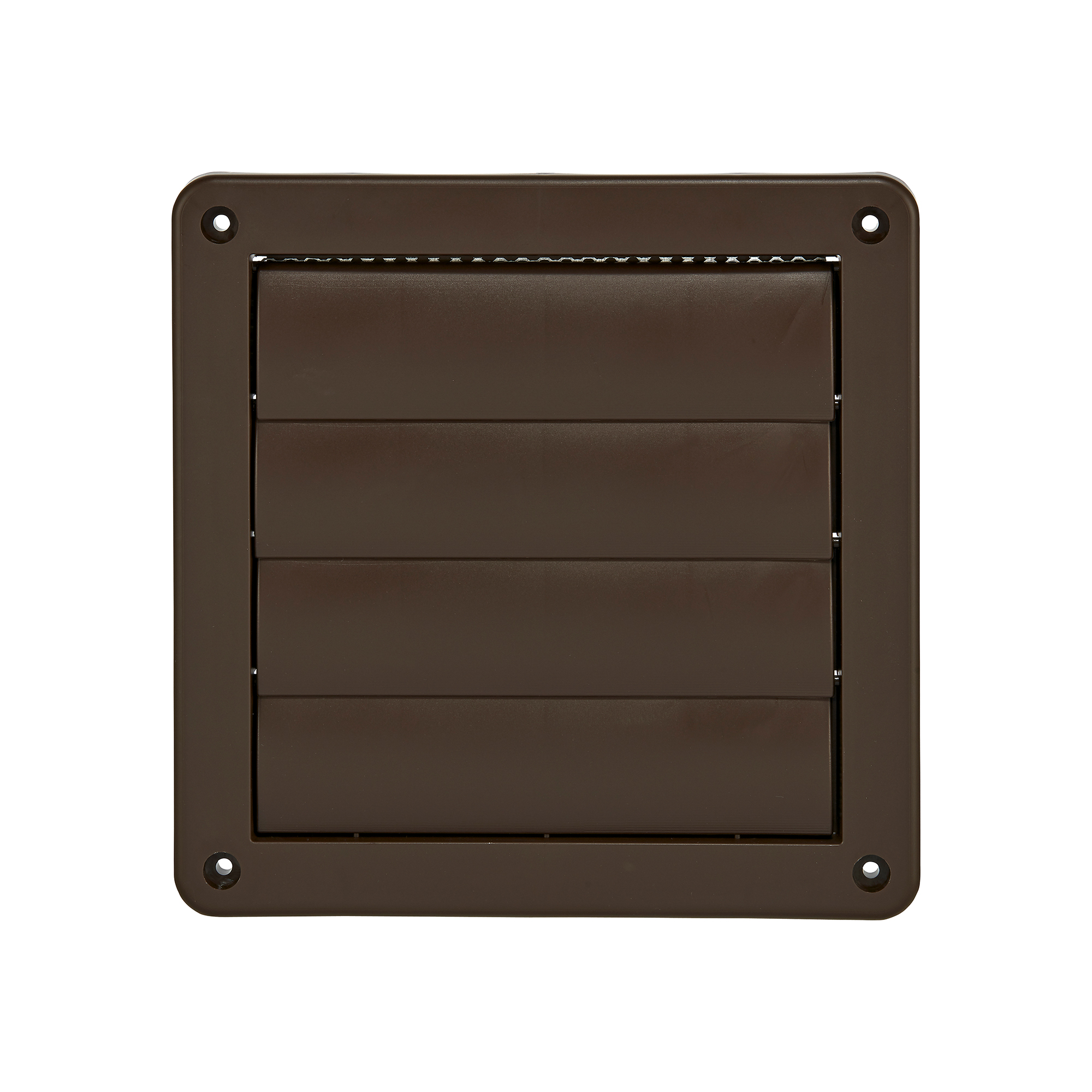 361BS-NC-02 Brown Plastic Wall Exhaust Vent (Louvered) - Metal Bug Screen - Flush Mount - Closed