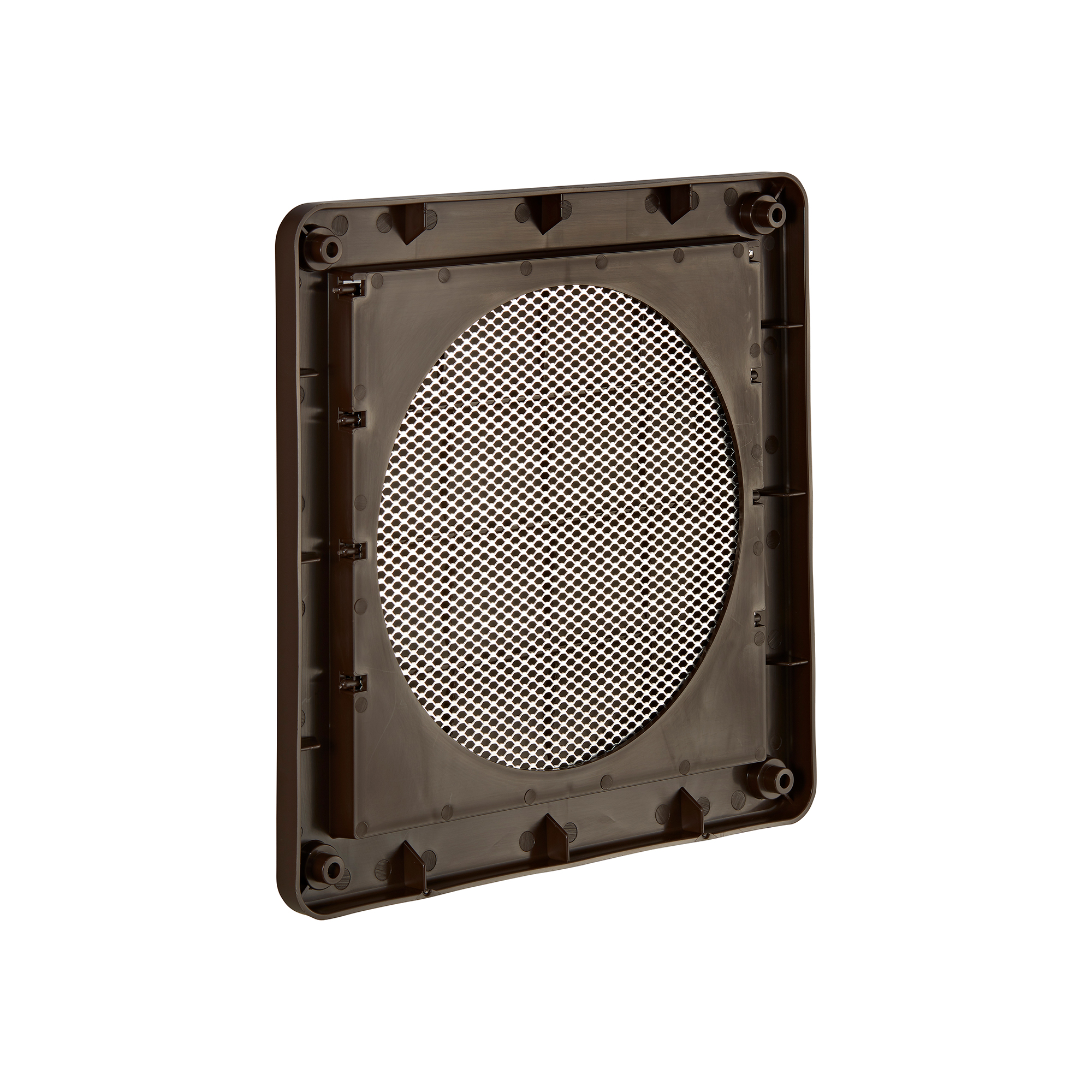 Brown Plastic Wall Exhaust Vent (Louvered) - Metal Bug Screen - Flush Mount - Back