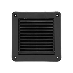 Black Plastic Fresh Air Intake Vent (Mini Louver) - Metal Bug Screen - Front
