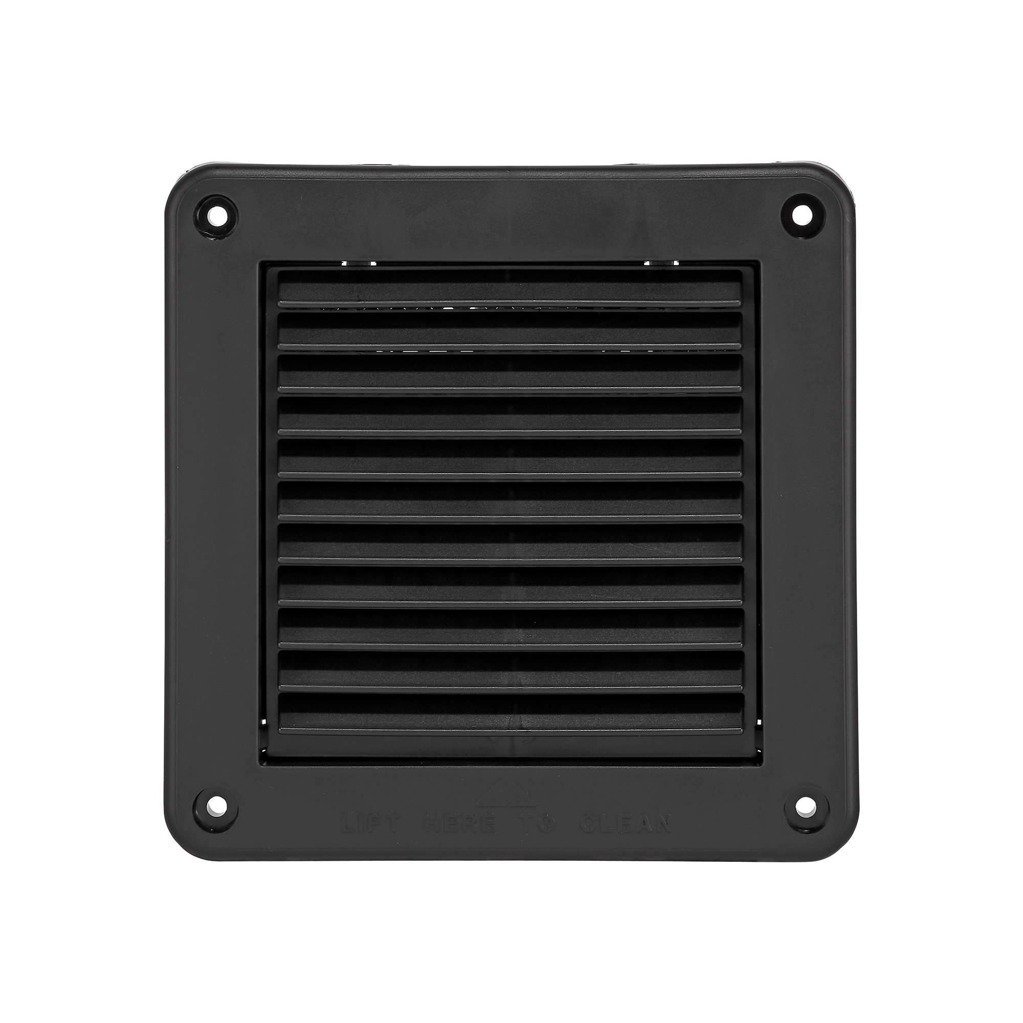 604BL-MLS-02 Black Plastic Fresh Air Intake Vent (Mini Louver) - Metal Bug Screen - Front
