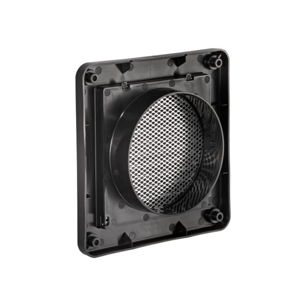 Black Plastic Fresh Air Intake Vent (Mini Louver) - Metal Bug Screen - Back