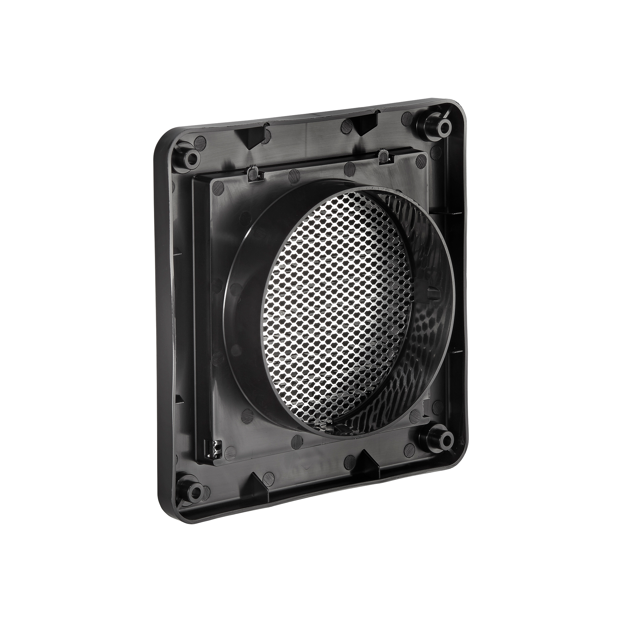 604BL-MLS-04 Black Plastic Fresh Air Intake Vent (Mini Louver) - Metal Bug Screen - Back