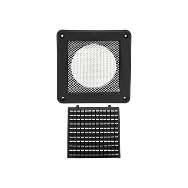 Black Plastic Fresh Air Intake Vent (Mini Louver) - Metal Bug Screen - Unassembled
