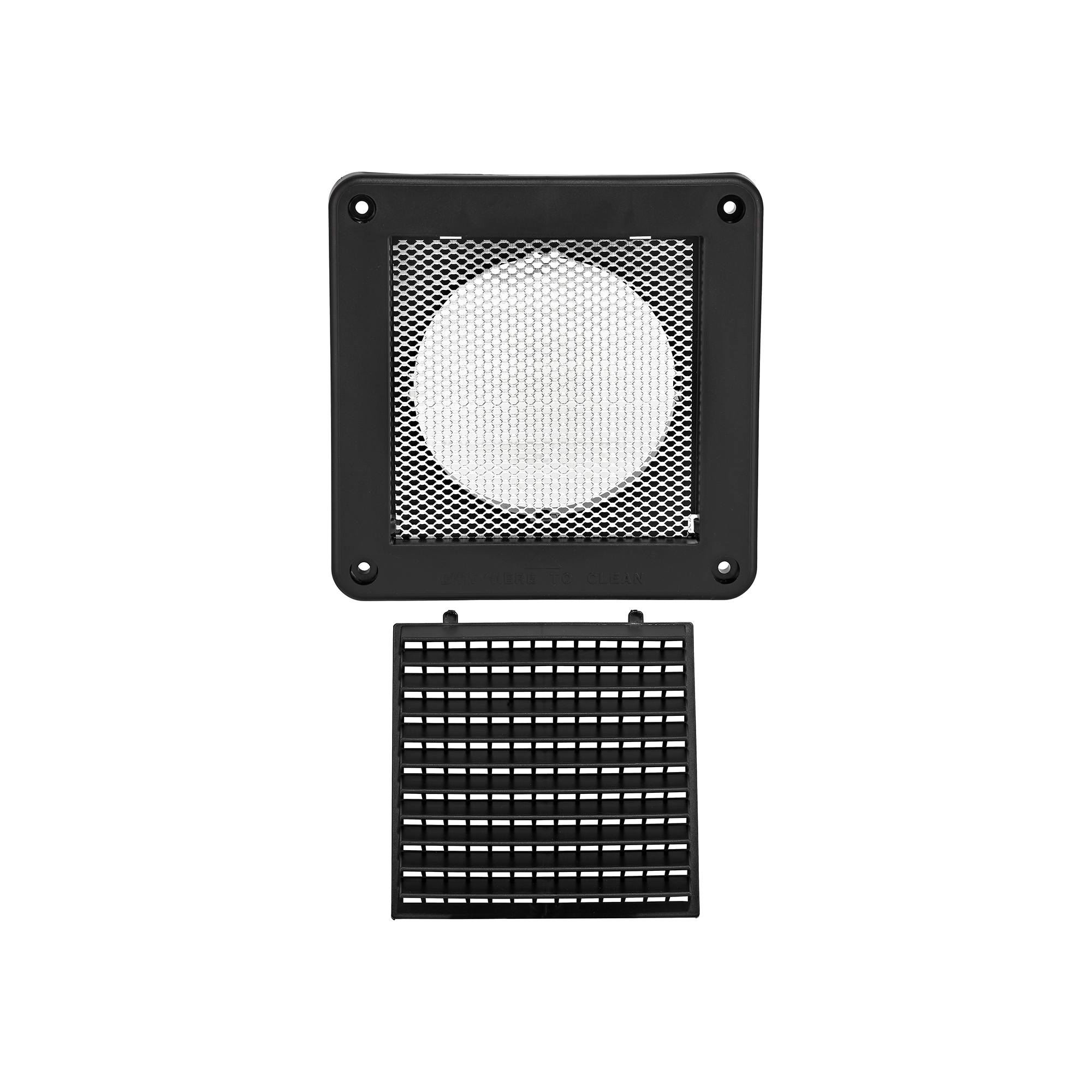 604BL-MLS-05 Black Plastic Fresh Air Intake Vent (Mini Louver) - Metal Bug Screen - Unassembled