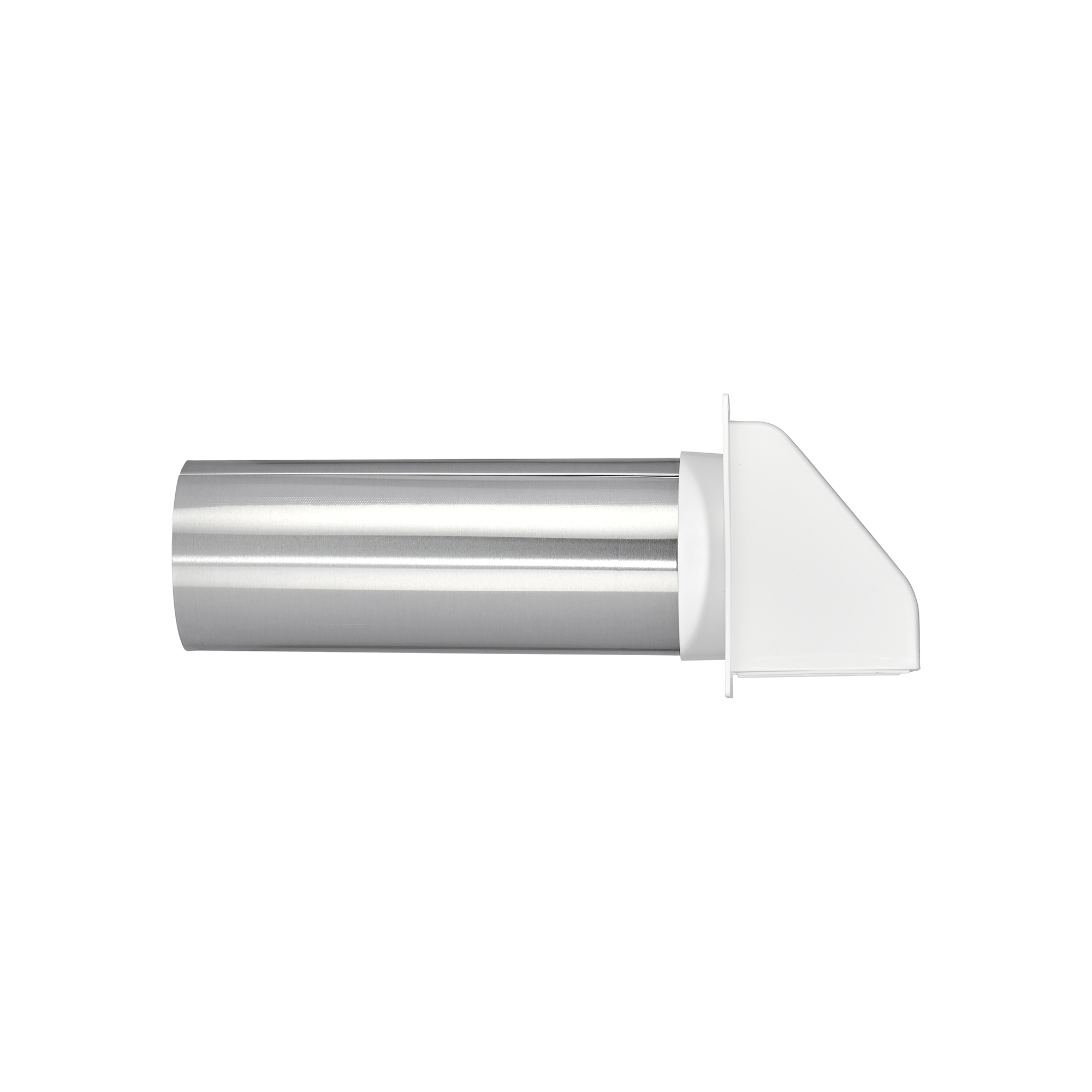 224W-FF-04 White Plastic Wall Exhaust Hood Dryer Vent - Damper - Removable Screen - Flat Flange - 11 inch Pipe - Front