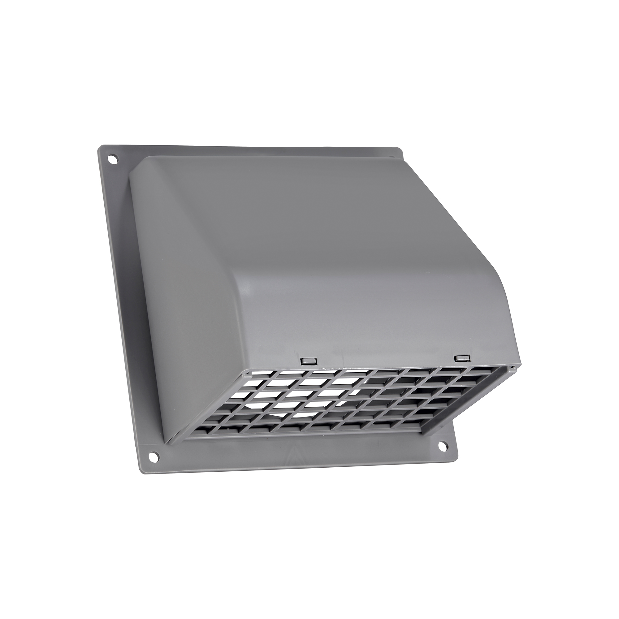 1471G-FF-03 Gray Plastic Wall Exhaust Hood Dryer Vent - Spring-Controlled Damper - Removable Screen - Flat Flange - 1 inch Collar - ANgled Opened