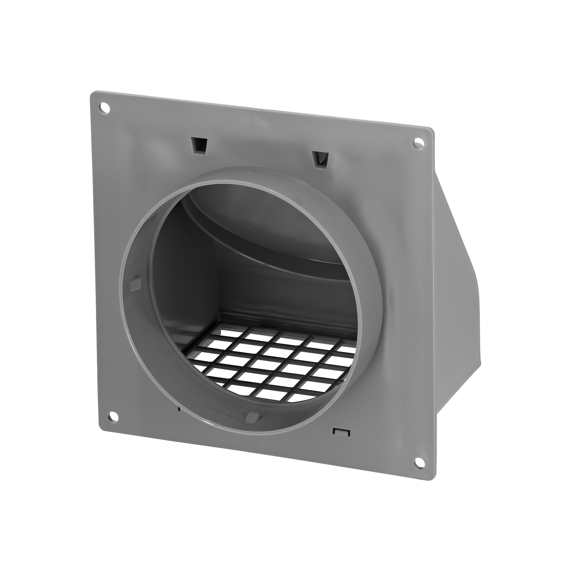 1471G-FF-06 Gray Plastic Wall Exhaust Hood Dryer Vent - Spring-Controlled Damper - Removable Screen - Flat Flange - 1 inch Collar - Back Opened