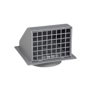 Gray Plastic Wall Exhaust Hood Dryer Vent - Spring-Controlled Damper - Removable Screen - Flat Flange - 1 inch Collar - Spring