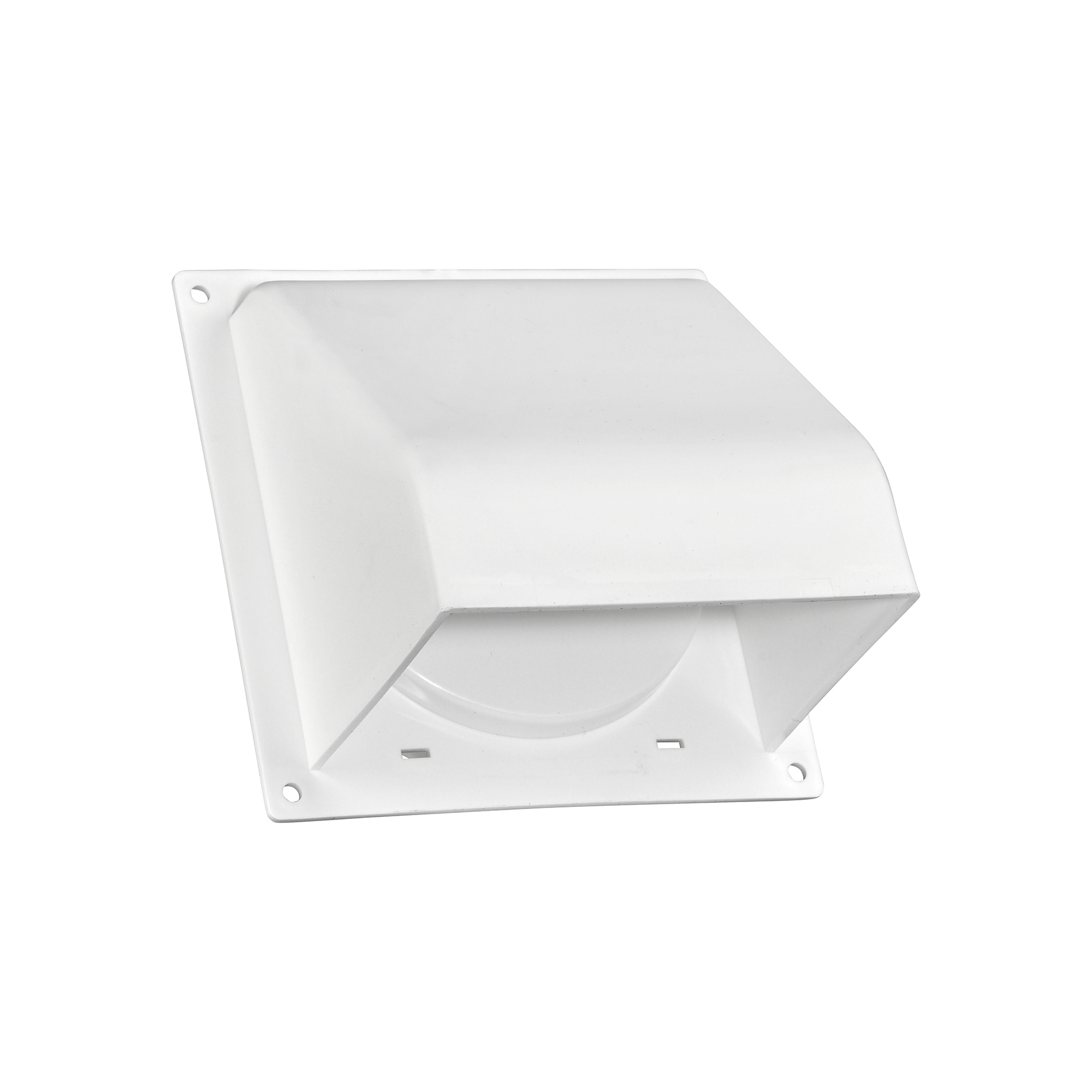 1471WNS-FF-01 White Plastic Wall Exhaust Hood Dryer Vent - Flat Flange - Damper - 1/2 inch Collar - Front Closed