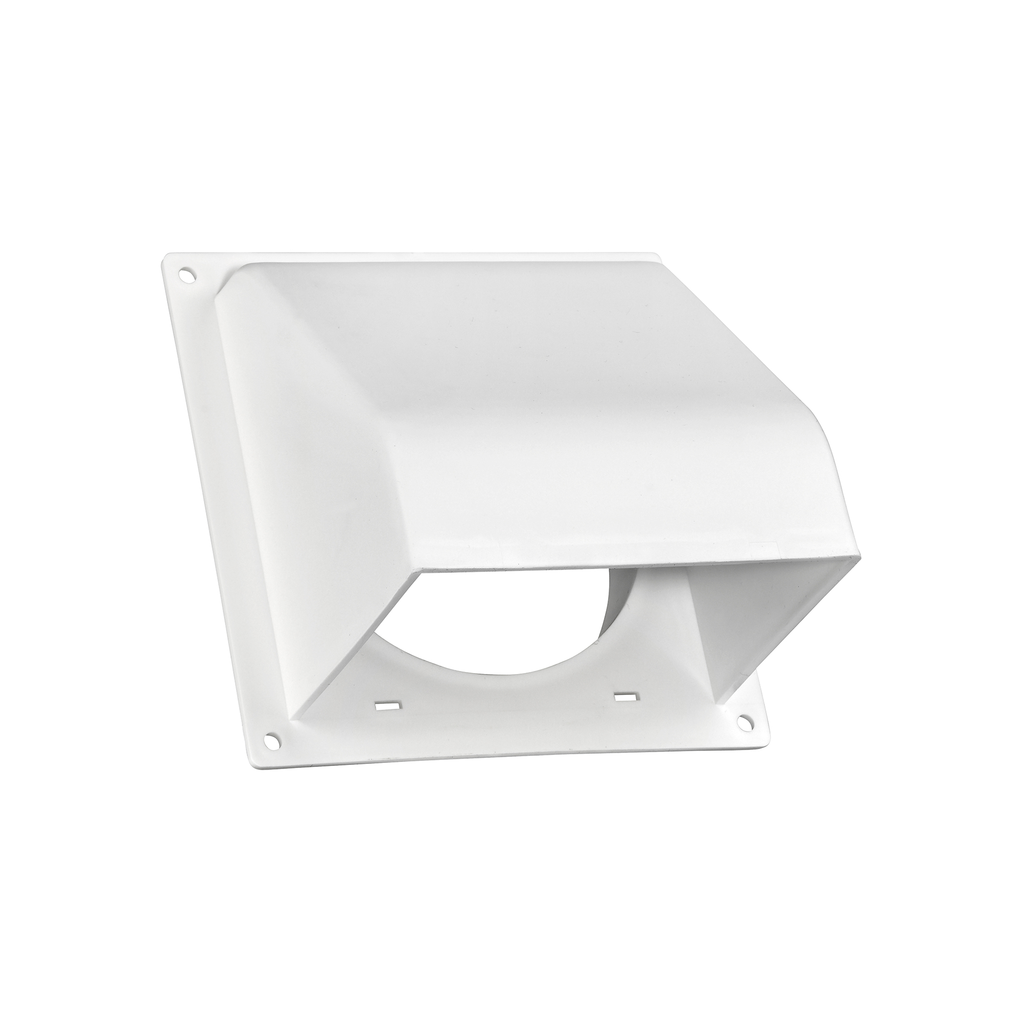 1471WNS-FF-02 White Plastic Wall Exhaust Hood Dryer Vent - Flat Flange - Damper - 1/2 inch Collar - Front Opened