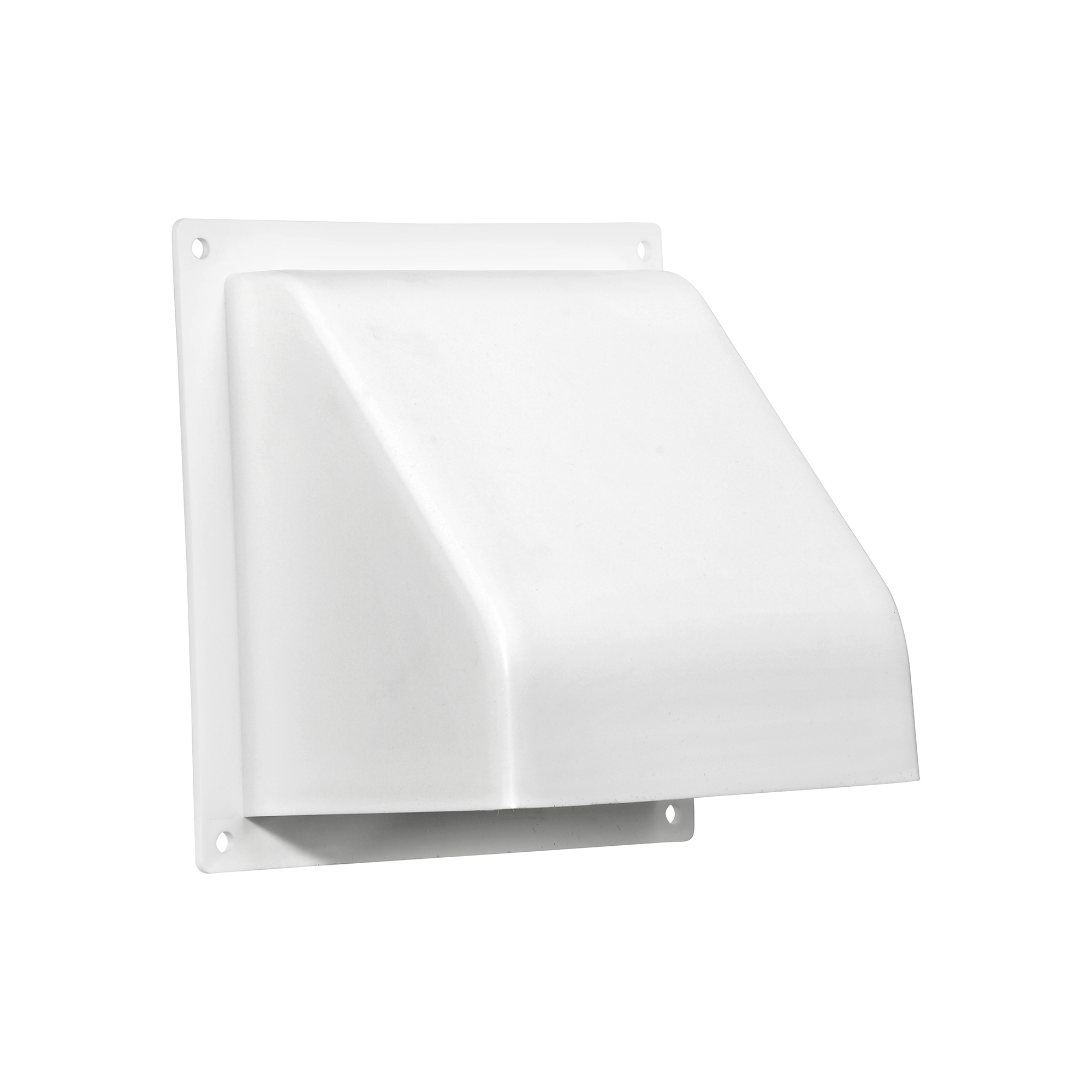 1471WNS-FF-03 White Plastic Wall Exhaust Hood Dryer Vent - Flat Flange - Damper - 1/2 inch Collar - Front