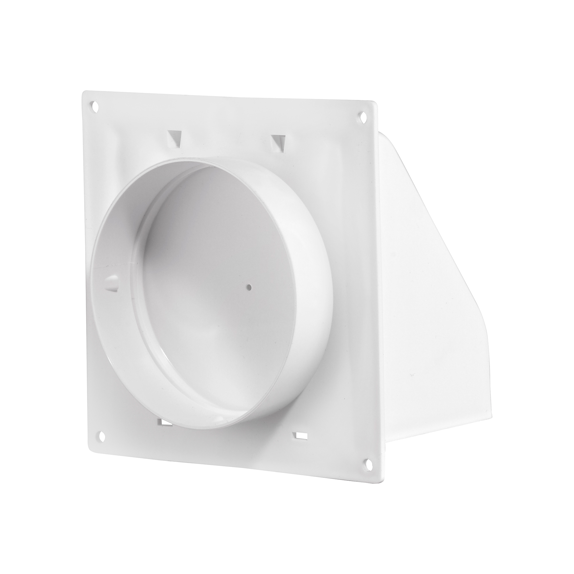 1471WNS-FF-05 White Plastic Wall Exhaust Hood Dryer Vent - Flat Flange - Damper - 1/2 inch Collar - Back Closed