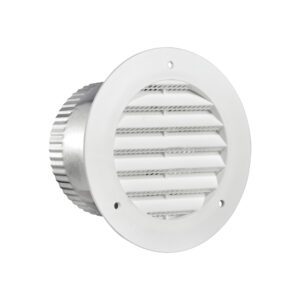 White Plastic Flush Mount Round Vent - Screw Holes - 3 inch Pipe - Angle