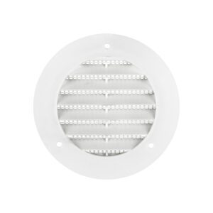 White Plastic Flush Mount Round Vent - Screw Holes - 3 inch Pipe - Front