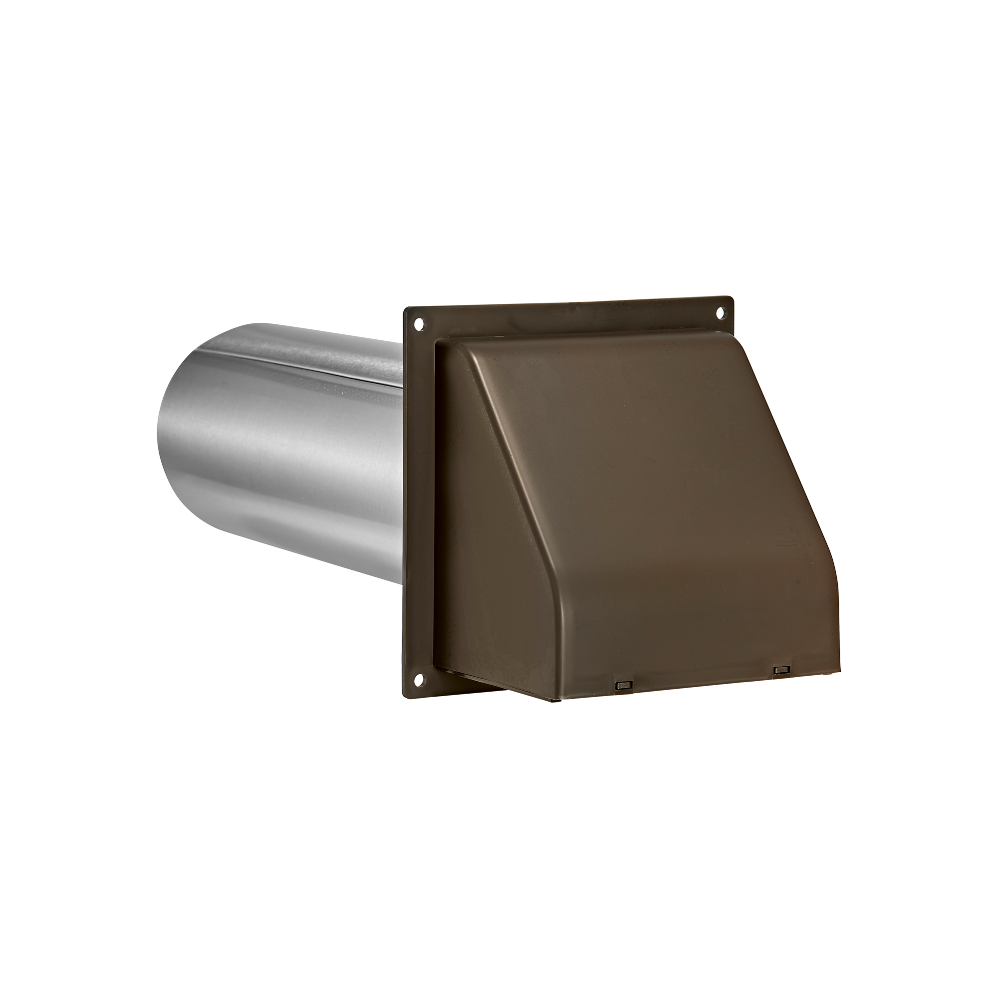 224B-FF-03 Brown Plastic Wall Exhaust Hood Dryer Vent - Damper - Removable Screen - Flat Flange - 11 inch Pipe - Front