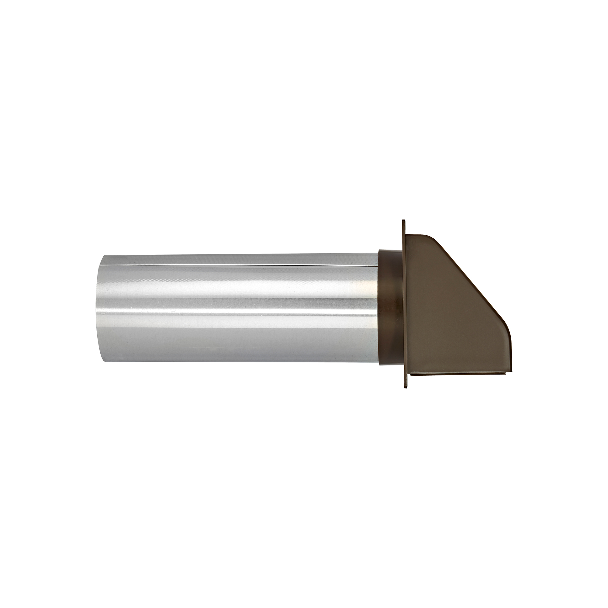 224B-FF-04 Brown Plastic Wall Exhaust Hood Dryer Vent - Damper - Removable Screen - Flat Flange - 11 inch Pipe - Side
