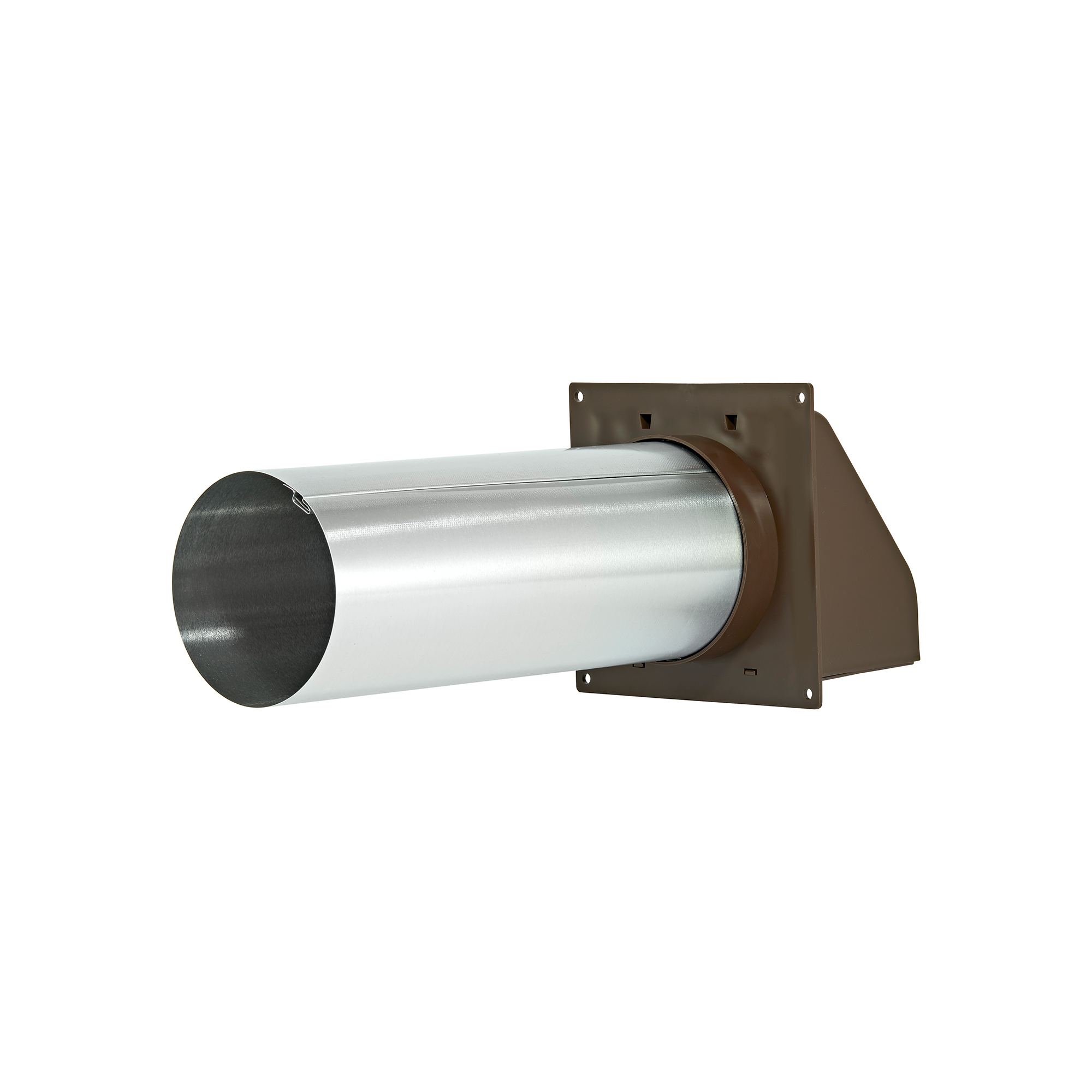 224B-FF-05 Brown Plastic Wall Exhaust Hood Dryer Vent - Damper - Removable Screen - Flat Flange - 11 inch Pipe - Back