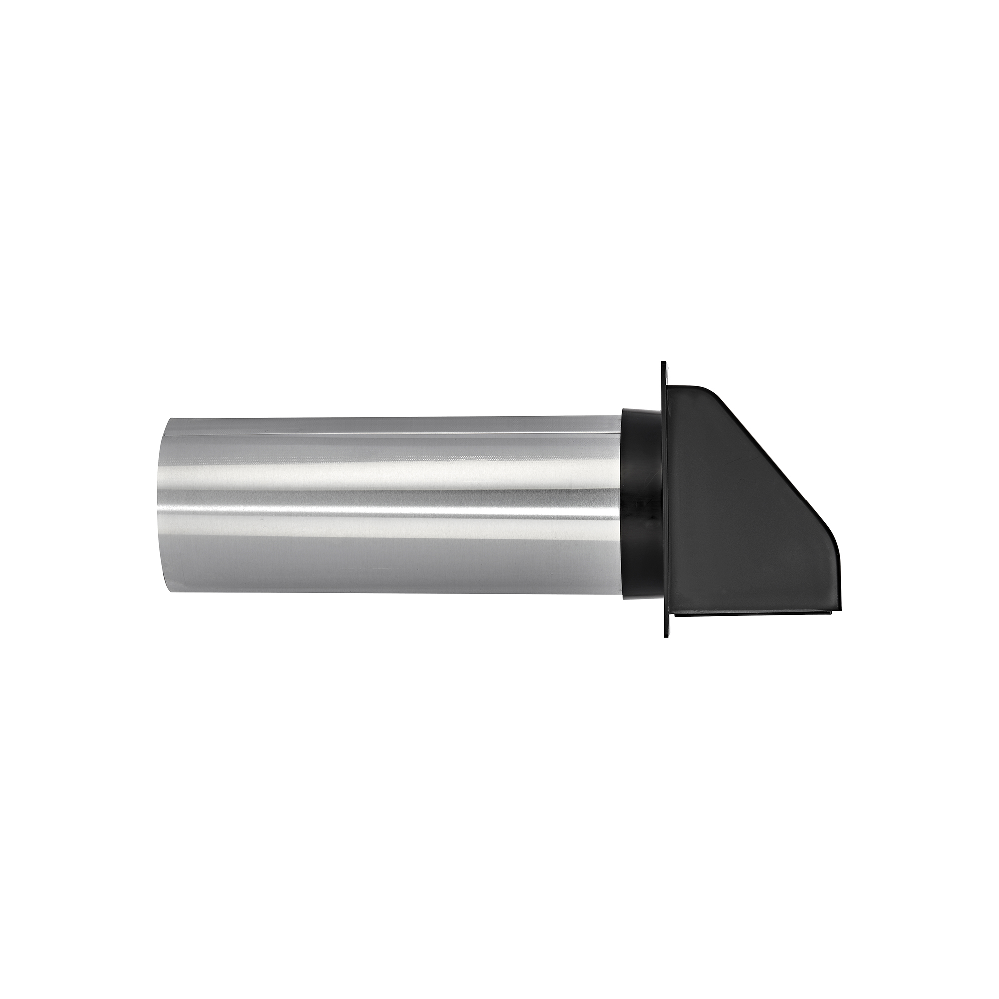 224BL-FF-04 Black Plastic Wall Exhaust Hood Dryer Vent - Damper - Removable Screen - Flat Flange - 11 inch Pipe - Side