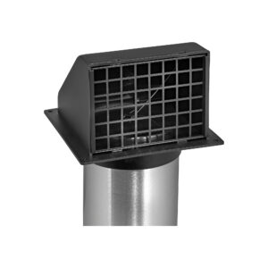 Black Plastic Wall Exhaust Hood Dryer Vent - Flat Flange - Spring Damper - Removable Screen - 11 inch Pipe - Spring