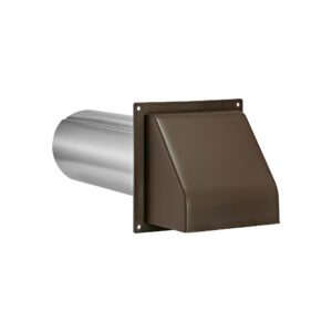 Brown Plastic Wall Exhaust Hood Dryer Vent - Damper - Flat Flange - 11 inch Pipe - Front