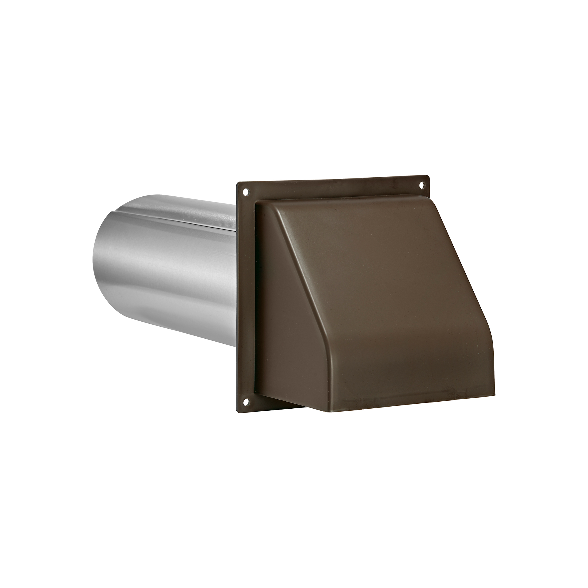 Brown Plastic Wall Exhaust Hood Dryer Vent - Damper - Flat Flange - 11 inch Pipe - Front